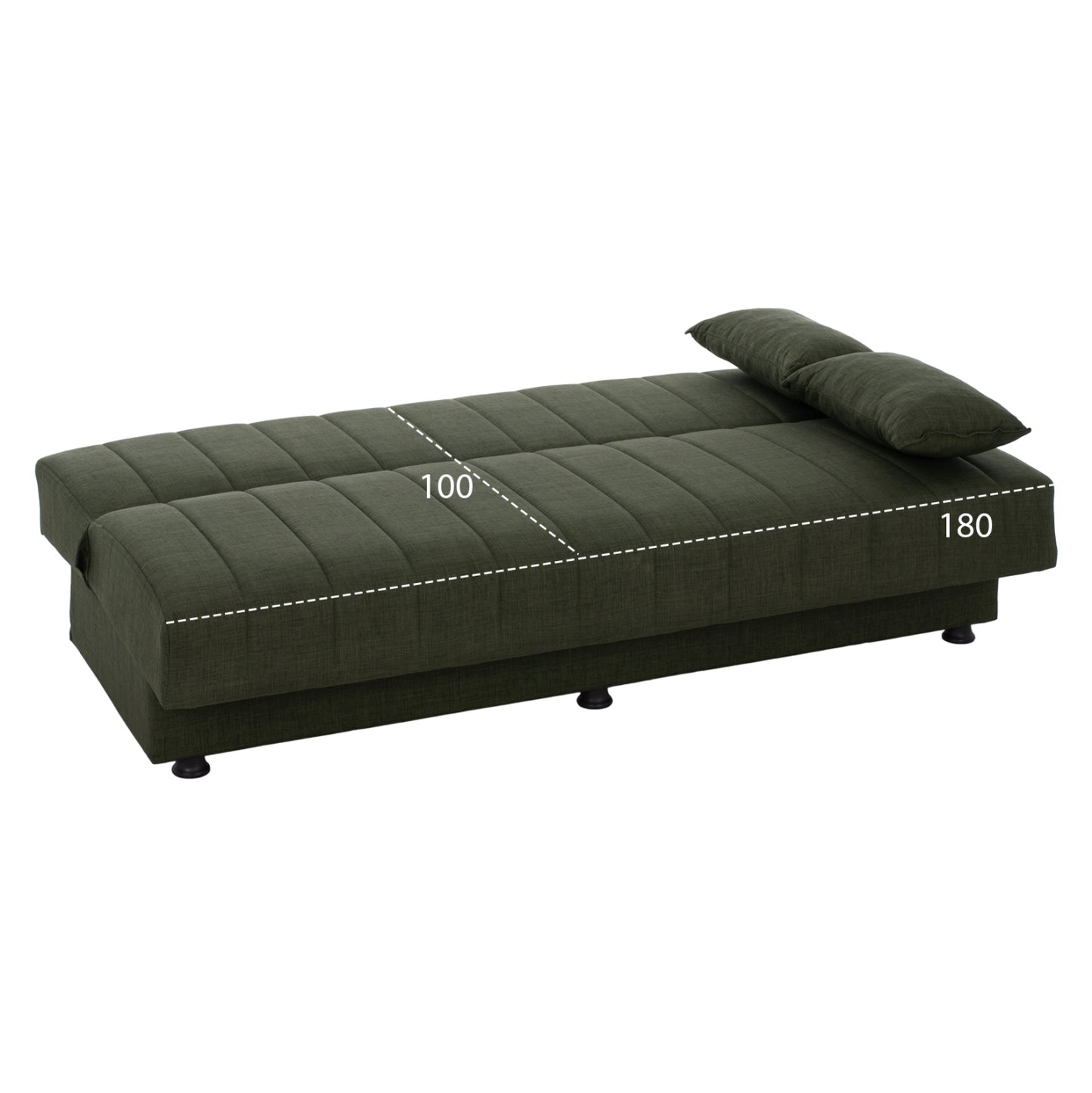 ΚΑΝΑΠΕΣ ΚΡΕΒΑΤΙ ANDRI ΤΡΙΘΕΣΙΟΣ DARK OLIVE 180x72x77