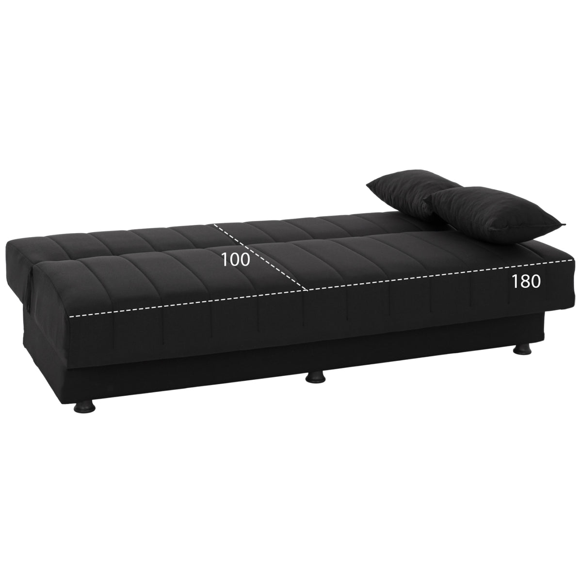 ANDRI SOFA BED THREE-SEATER BLACK 180x72x77