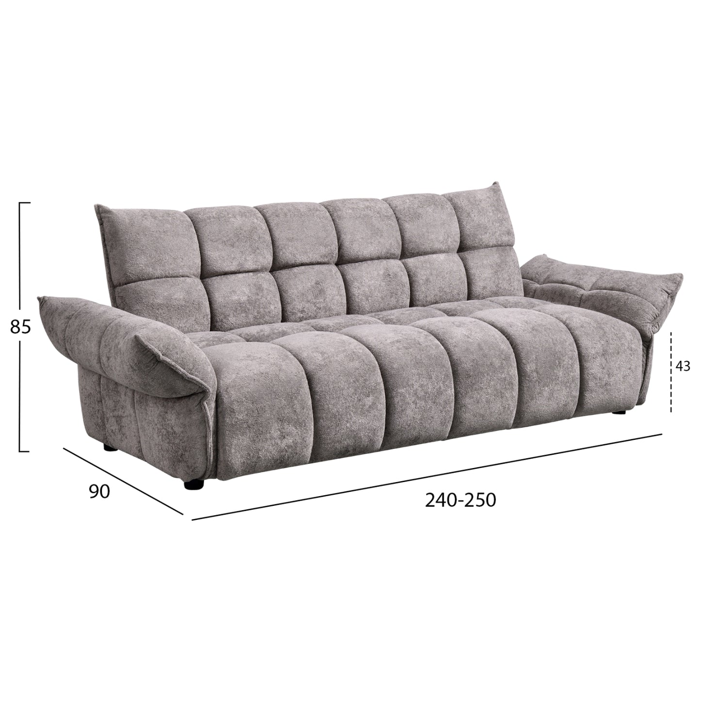 ΚΑΝΑΠΕΣ ΚΡΕΒΑΤΙ MELU ΓΚΡΙ ΥΦΑΣΜΑ-ΚΑΘΙΣΜΑ POCKET SPRINGS 240-250x90x85