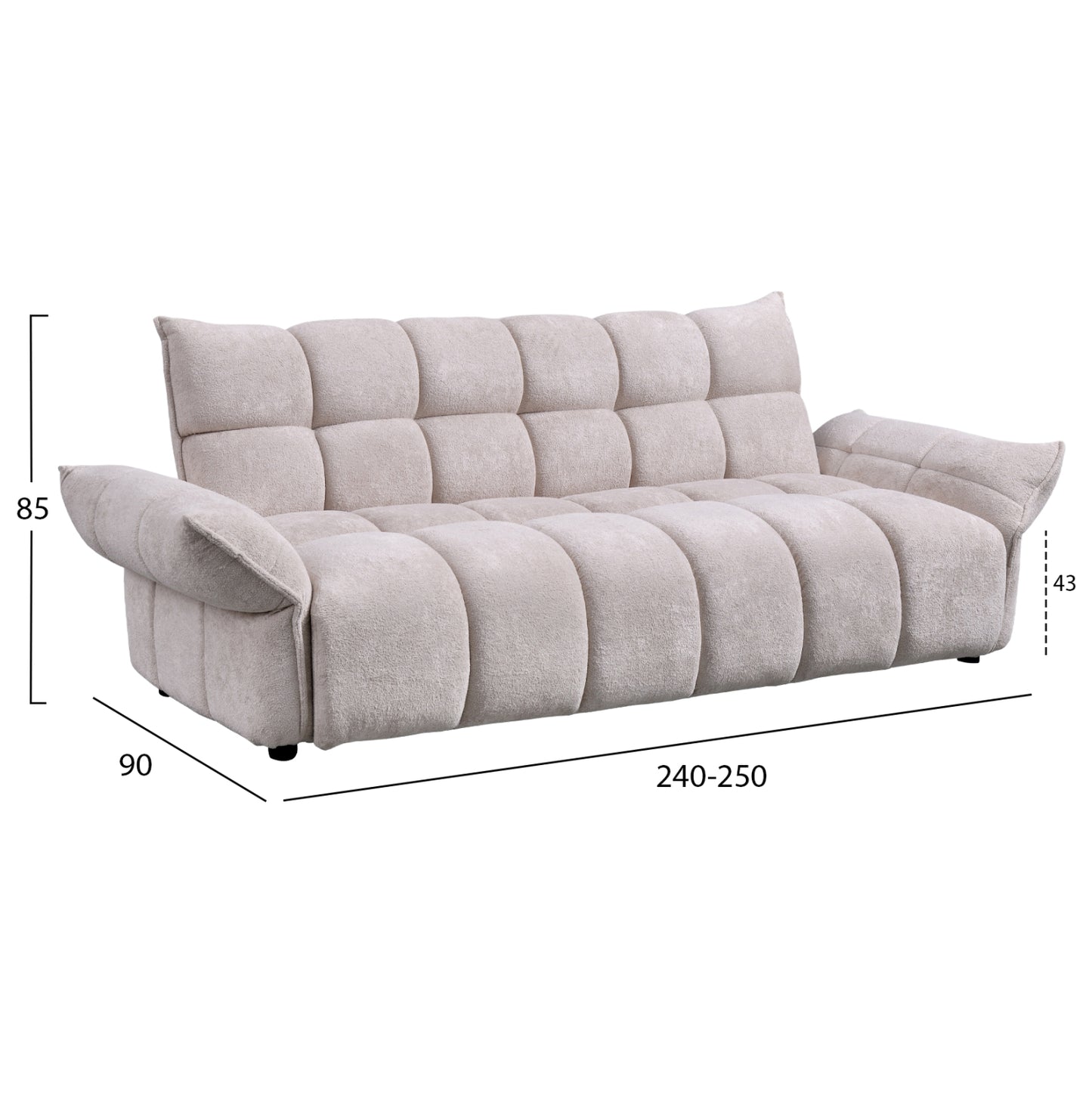 ΚΑΝΑΠΕΣ ΚΡΕΒΑΤΙ MELU ΜΠΕΖ ΥΦΑΣΜΑ-ΚΑΘΙΣΜΑ POCKET SPRINGS 240-250x90x85