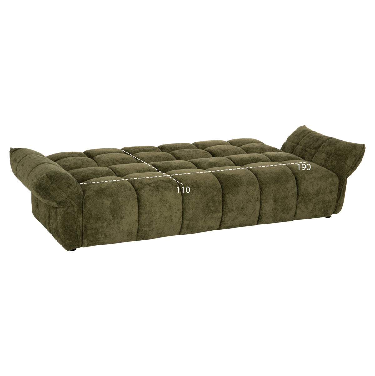 MELU SOFA BED GREEN FABRIC SEAT POCKET SPRINGS 245x90x85