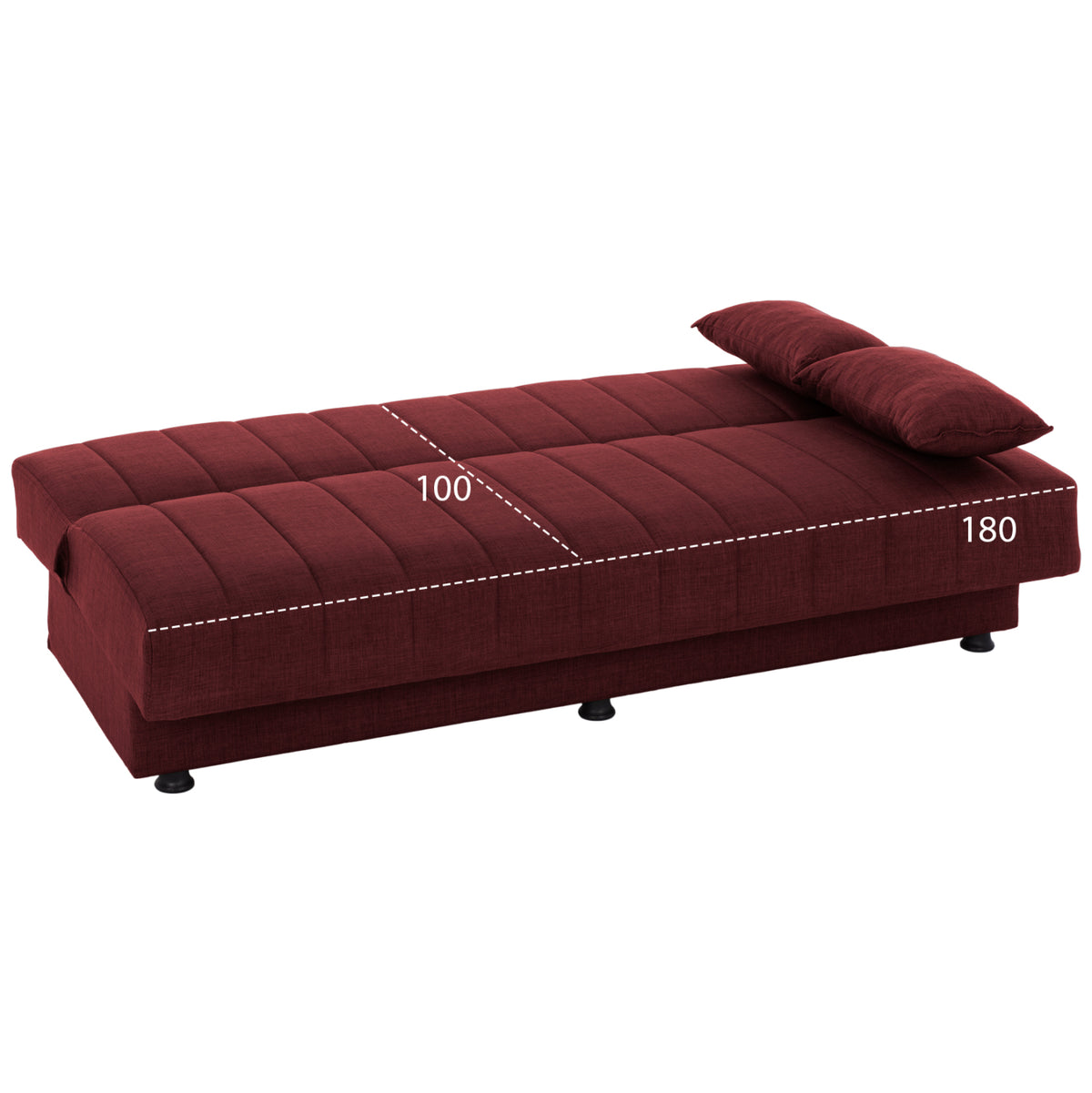 SOFA BED ANDRI THREE-SEATER RED 180x72x77