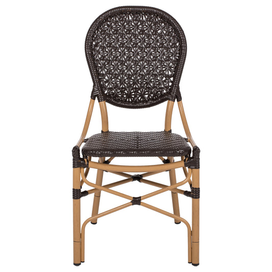 ΚΑΡΕΚΛΑ ΑΛΟΥΜΙΝΙΟΥ BAMBOO LOOK ΜΕ ΚΑΦΕ PE RATTAN 47x58x95
