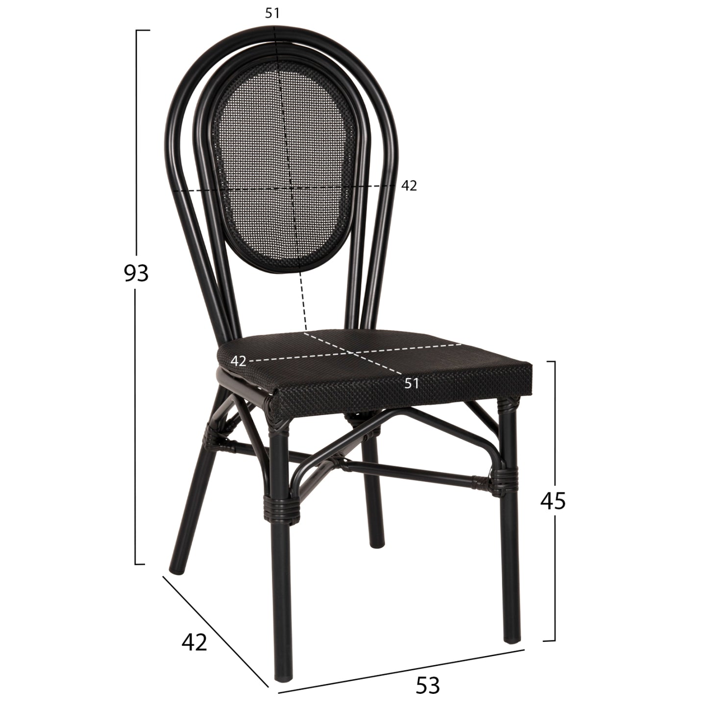 ALUMINUM CHAIR TRENT BAMBOO LOOK WITH TEXTLINE 45x57x88