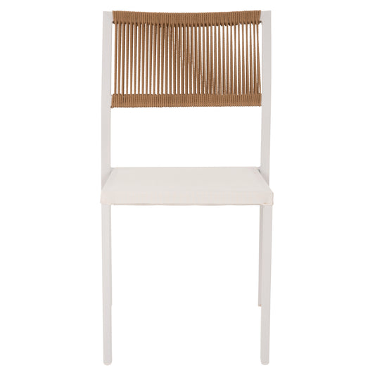 ΚΑΡΕΚΛΑ ΑΛΟΥΜΙΝΙΟΥ ΛΕΥΚΗ ΜΠΕΖ RATTAN & TEXTLINE 46x55,5x83