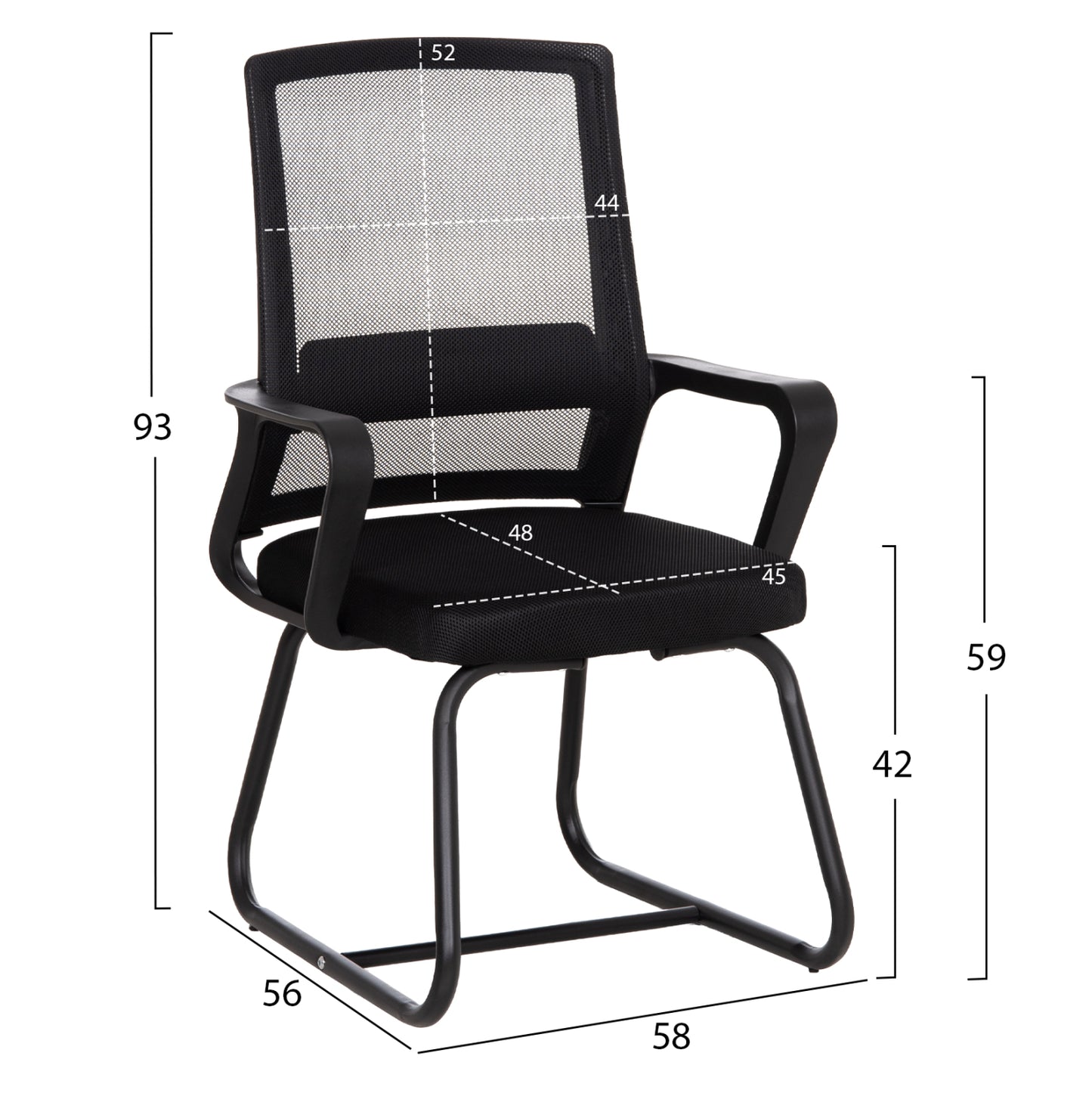 ΚΑΡΕΚΛΑ ΕΠΙΣΚΕΠΤΗ CASTER PP-MESH-ΜΕΤΑΛΛΟ ΜΑΥΡΟ 46x52x94