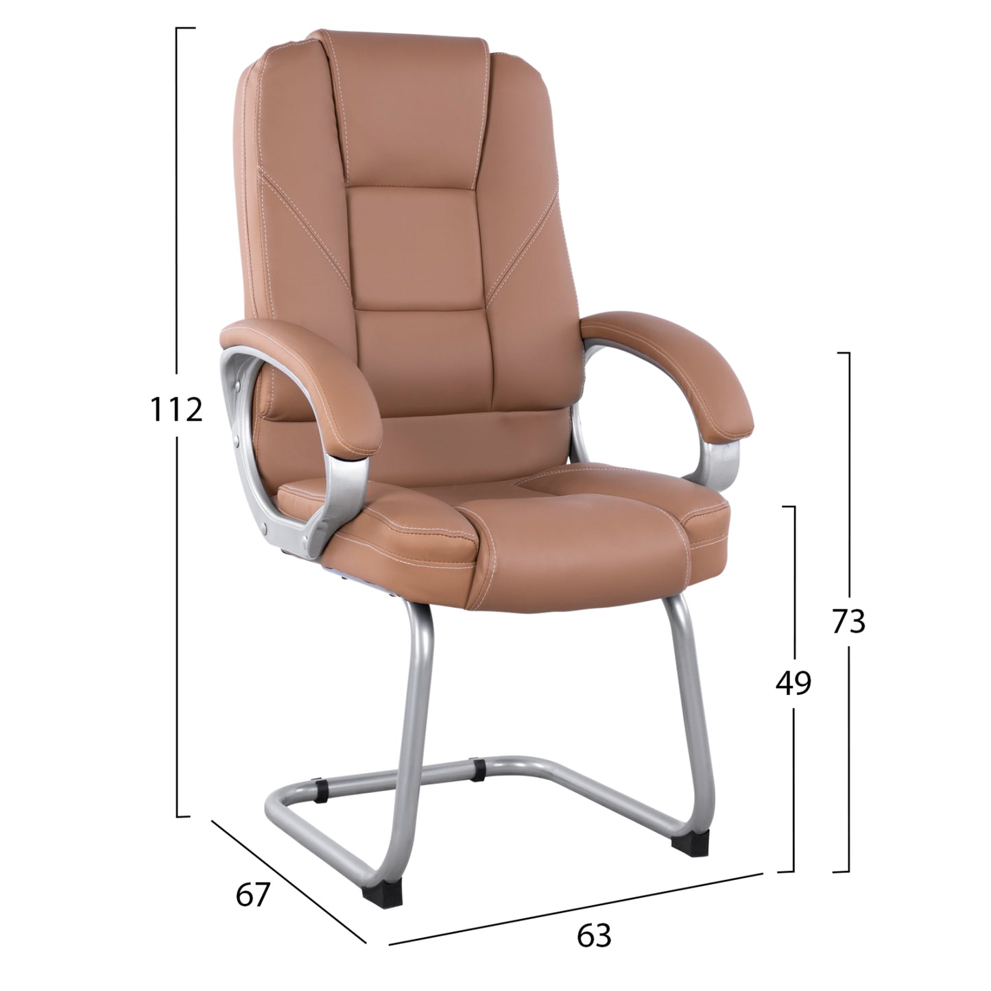 CHAIR DHARA WITH PU CAMEL 63x67x112