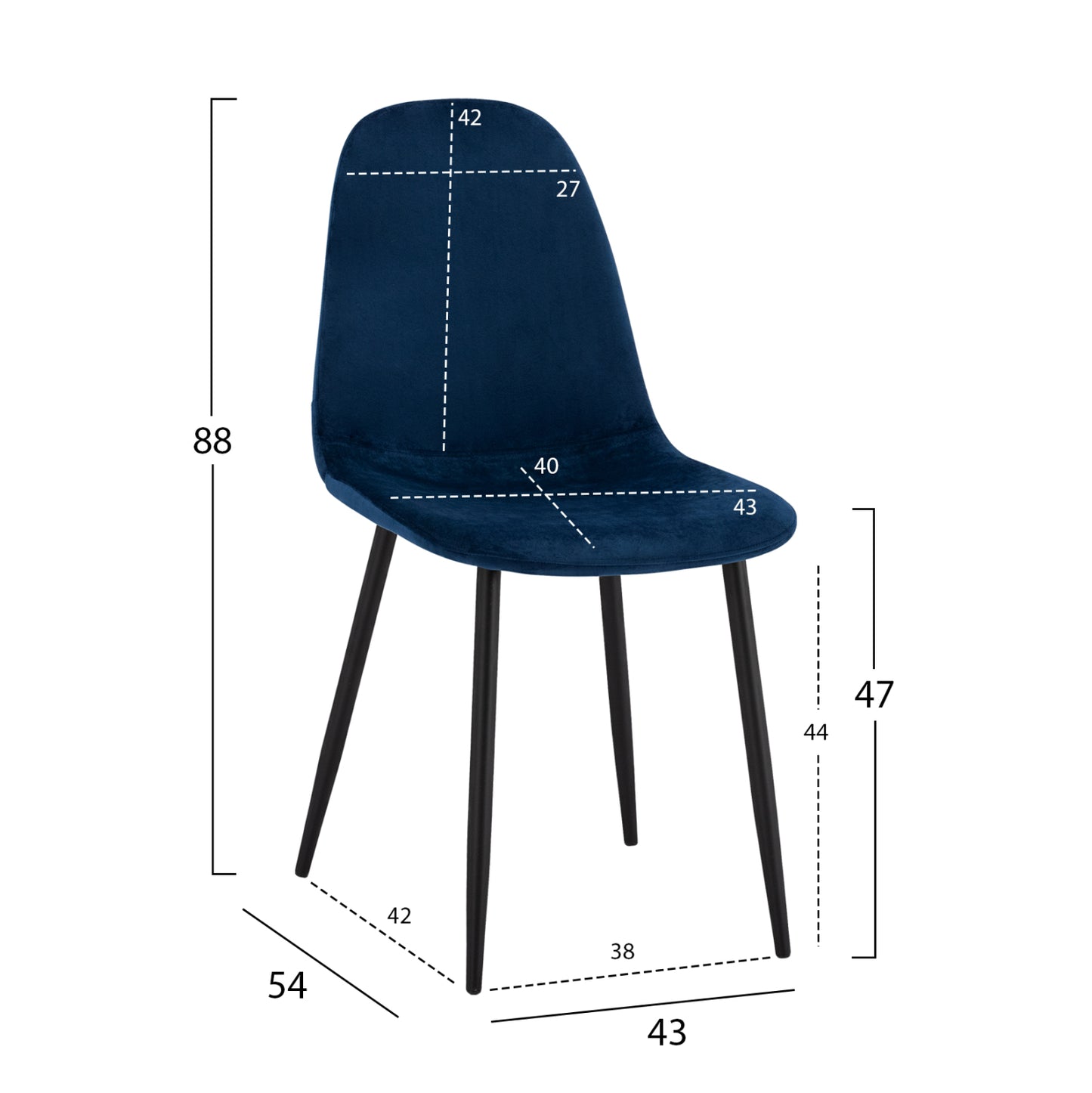 ΚΑΡΕΚΛΑ LEONARDO ΒΕΛΟΥΔΟ ΜΠΛΕ ΜΕ ΜΕΤΑΛΛΙΚΑ ΠΟΔΙΑ 43x54x88