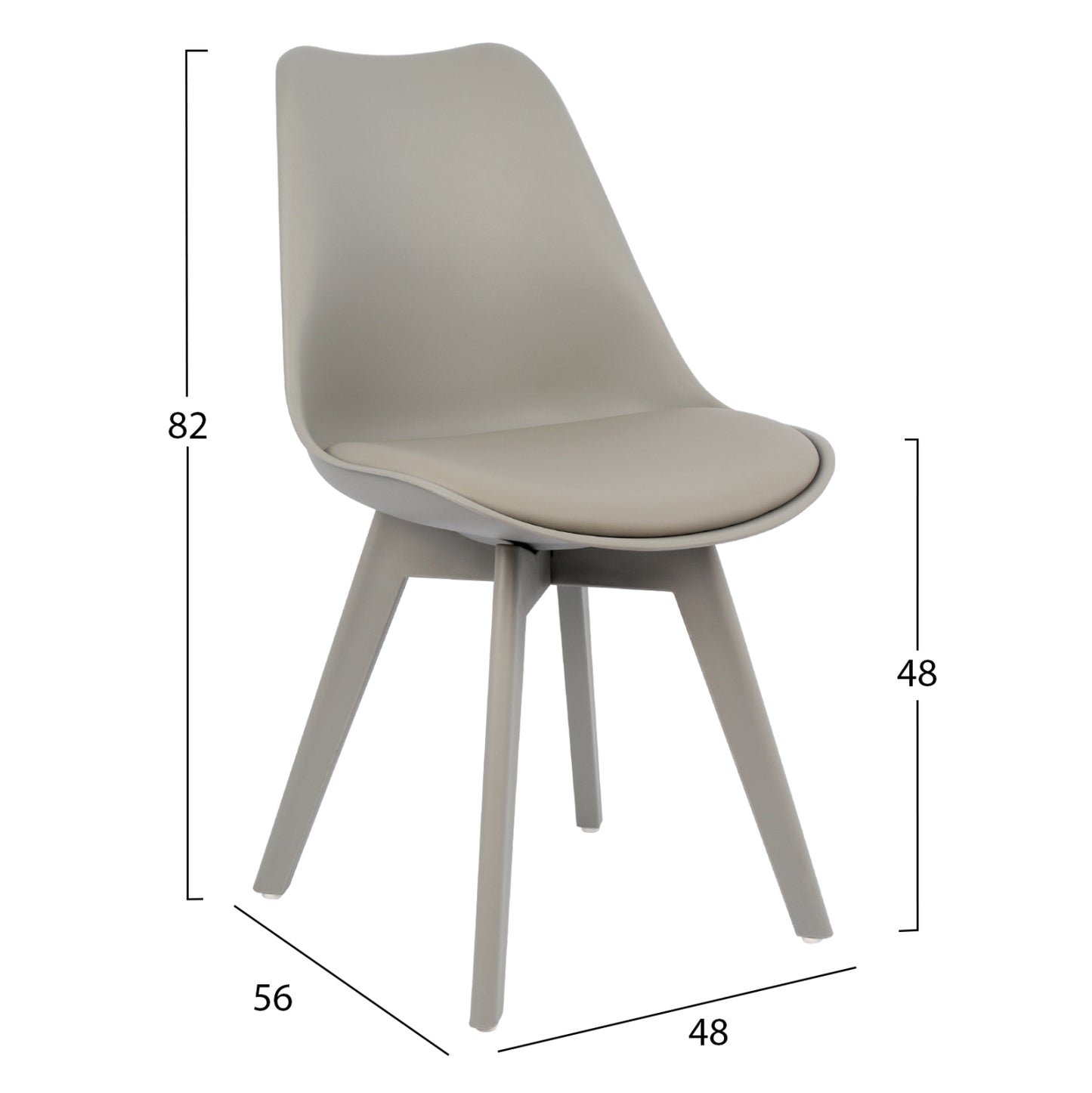 CHAIR VEGAS WITH POLYPROPYLENE LEG PU GREY 48x56x82