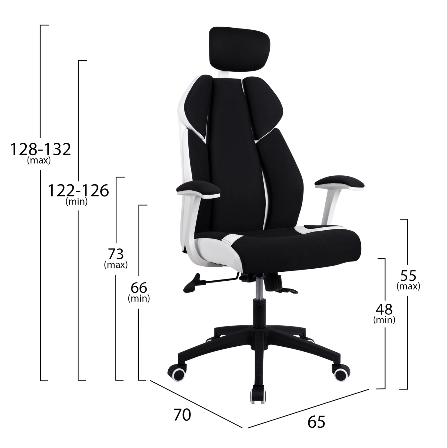 OFFICE CHAIR SALENA IN BLACK WHITE COLOR 65x70x128-132