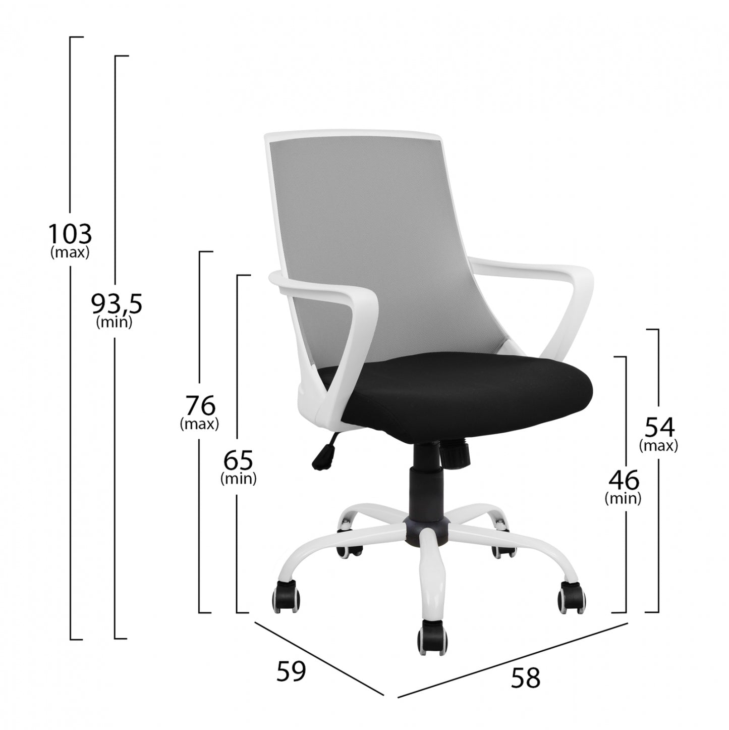 OFFICE CHAIR MALFOI GREY MESH & METAL LEG 58x59x103