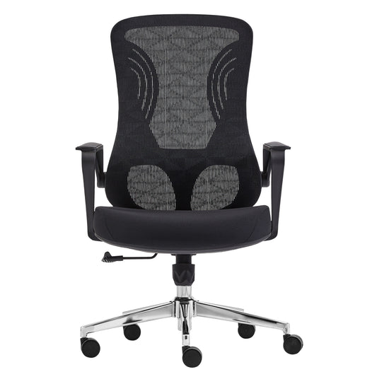 ΚΑΡΕΚΛΑ ΓΡΑΦΕΙΟΥ DECIFER ΜΑΥΡO MESH ΒΑΣΗ ΧΡΩΜΙΟΥ 61x60x110
