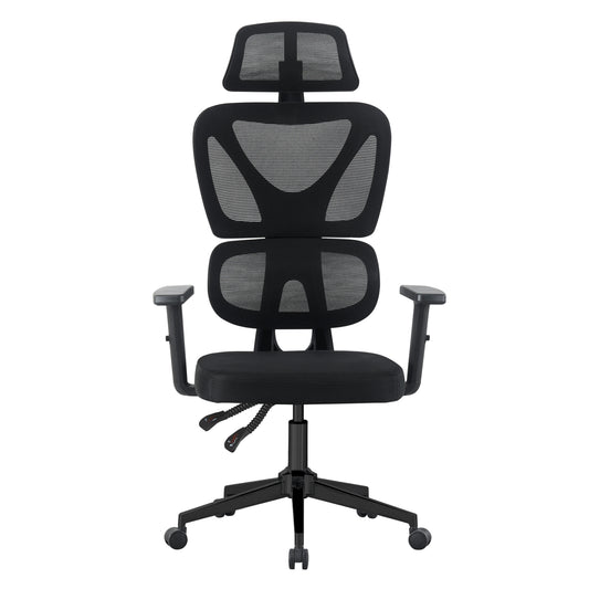 ΚΑΡΕΚΛΑ ΓΡΑΦΕΙΟΥ NOVAR ΜΑΥΡO MESH ΒΑΣΗ PP 51x49x121-129