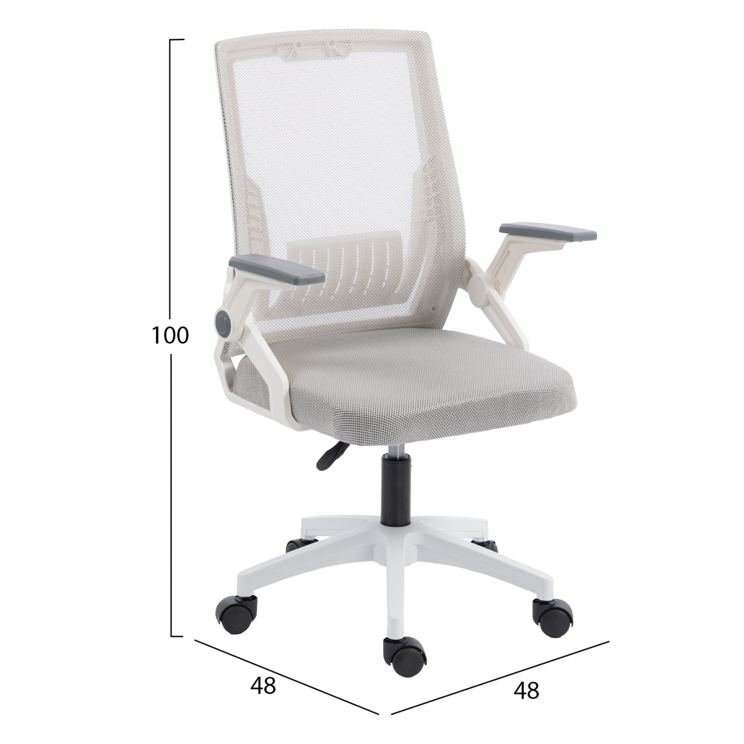 ΚΑΡΕΚΛΑ ΓΡΑΦΕΙΟΥ ZENITH ΛΕΥΚΟ PP-ΑΝΟΙΧΤΟ ΓΚΡΙ MESH 60x60x92-100
