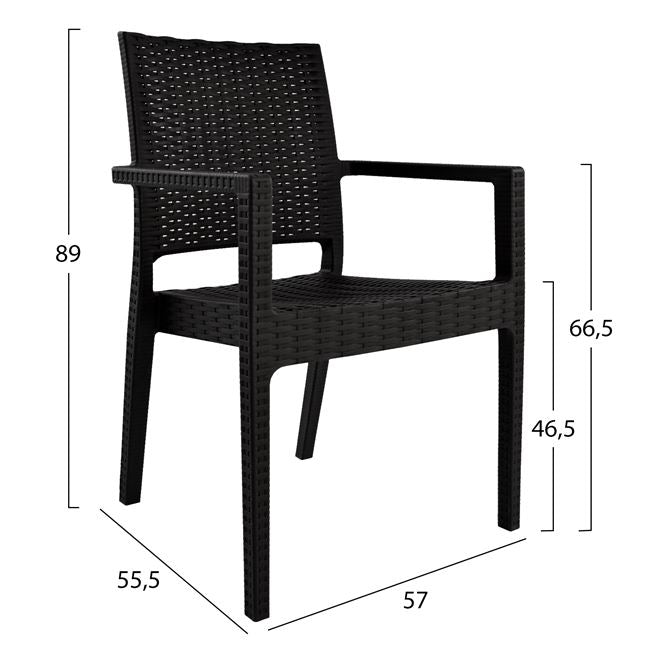 HEAVY-DUTY POLYPROPYLENE ARMCHAIR KAGANU DARK BROWN 57x55.5x89