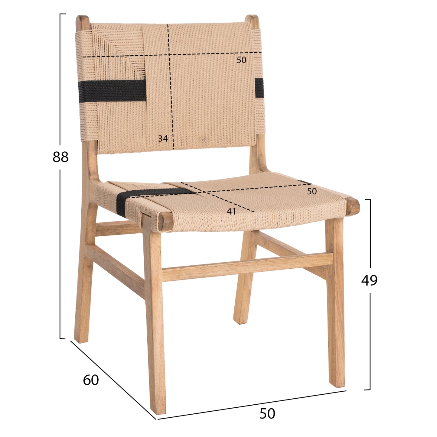 ΚΑΡΕΚΛΑ RUBBERWOOD ΚΑΙ ΣΧΟΙΝΙ ΣΕ ΦΥΣΙΚΟ RUSTIC 50x60x88