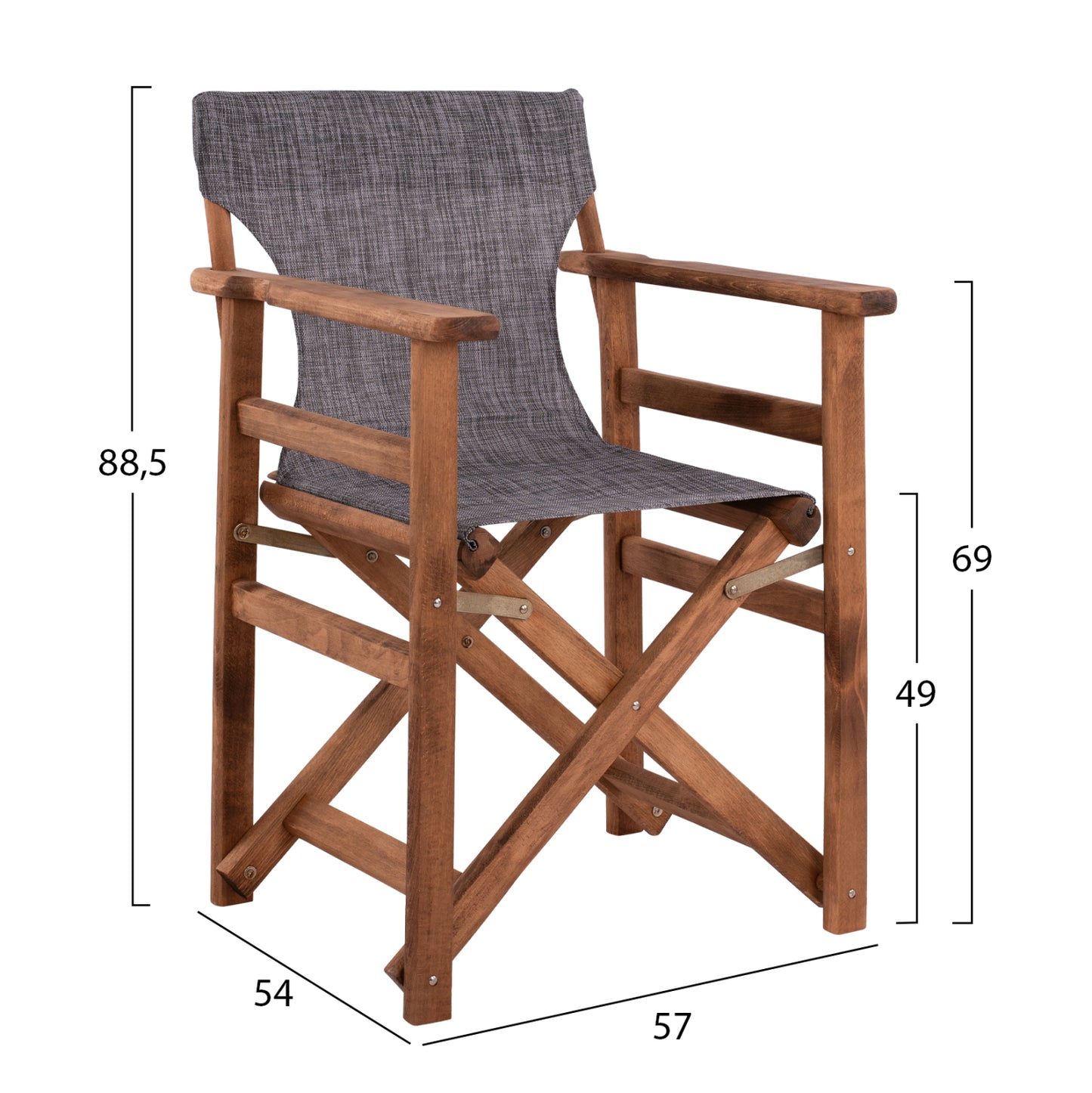 DIRECTOR'S CHAIR LEMNOS WALNUT WITH GREY TEXTILENE