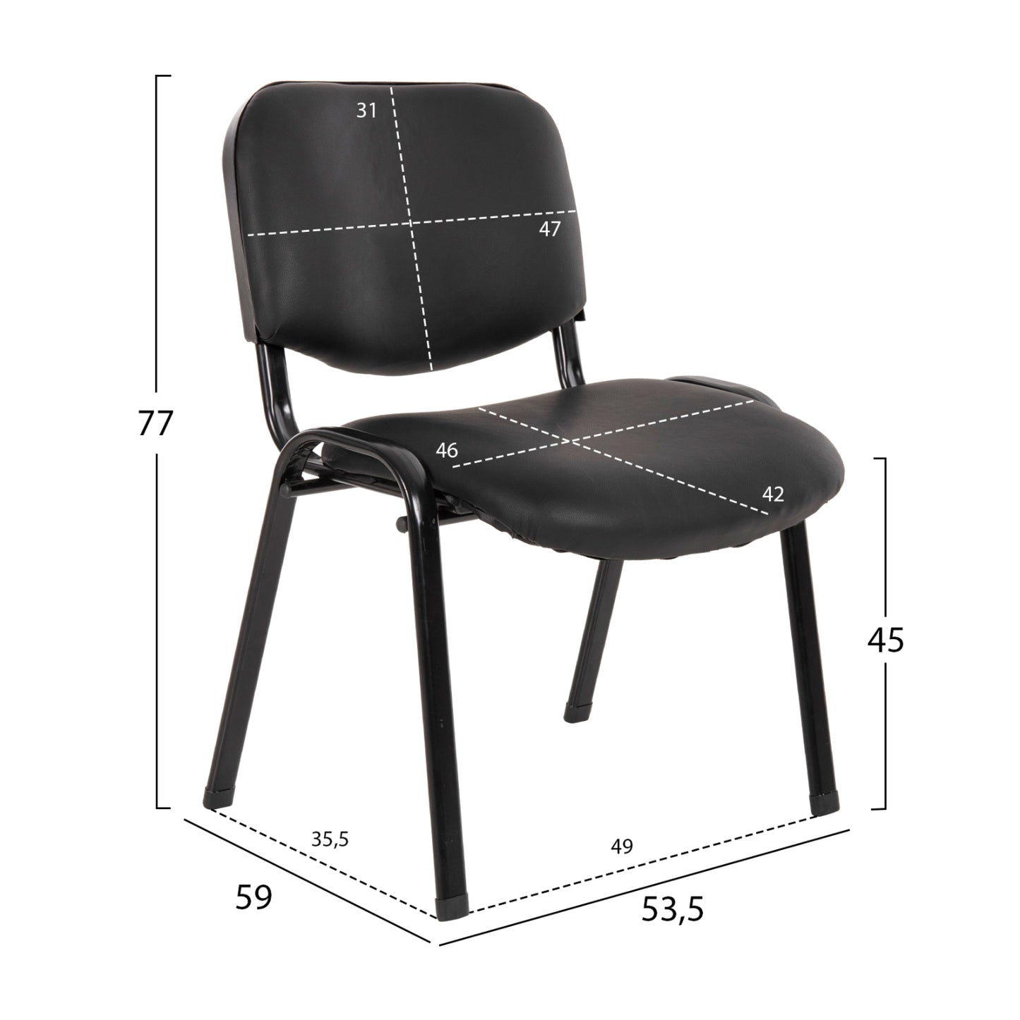 ΚΑΡΕΚΛΑ JANISHA ΜΕ ΔΕΡΜΑΤΙΝΗ PU ΜΑΥΡΟ 53,5x59x77
