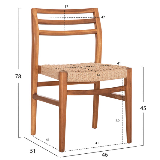 ΚΑΡΕΚΛΑ ΤΡΑΠΕΖΑΡΙΑΣ HERRIN ΞΥΛΟ TEAK ΣΧΟΙΝΙ VIRO 46x51x78