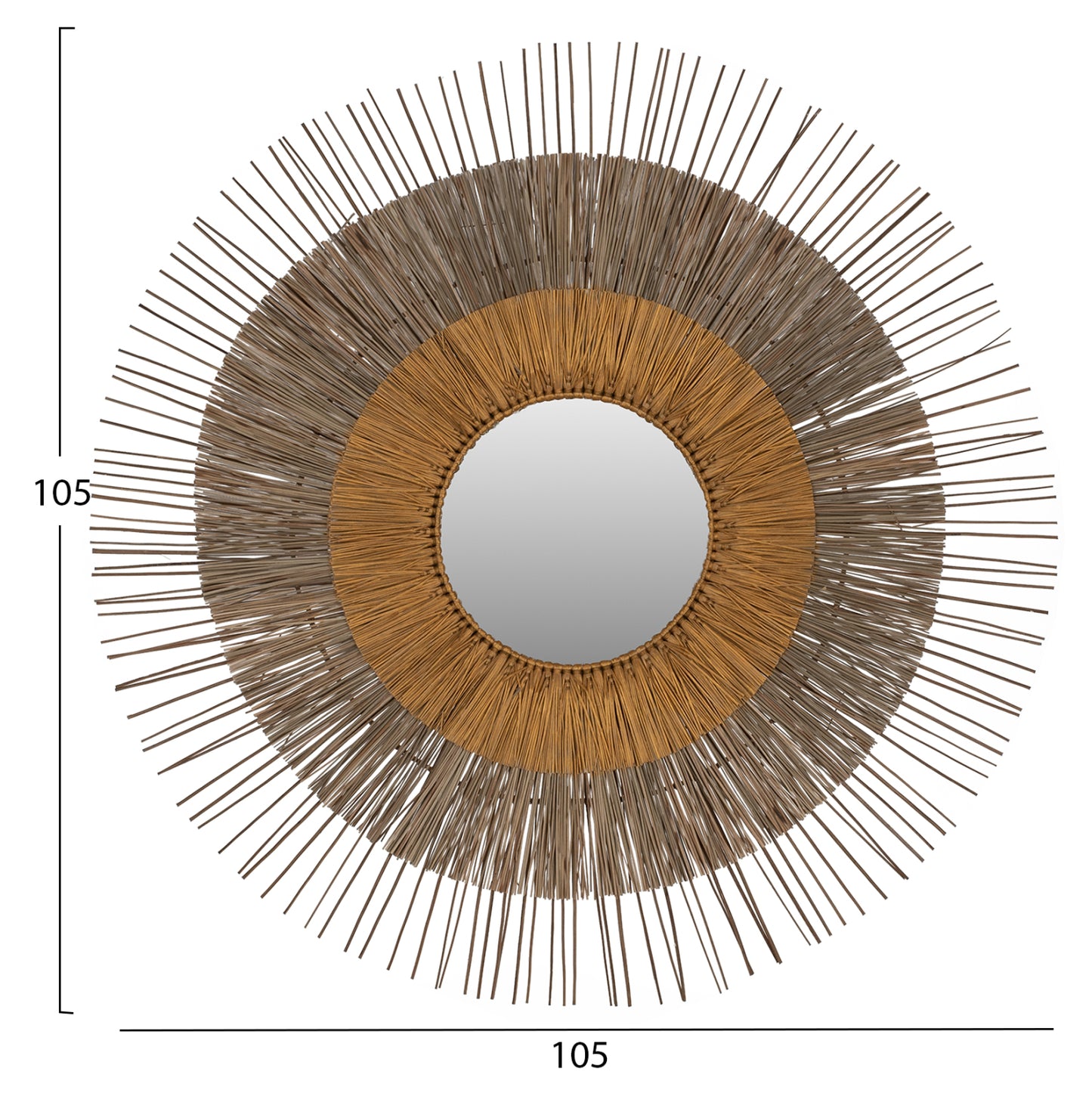 MENDONG GRASS FRAMED MIRROR IN NATURAL GOLD COLOR D105cm