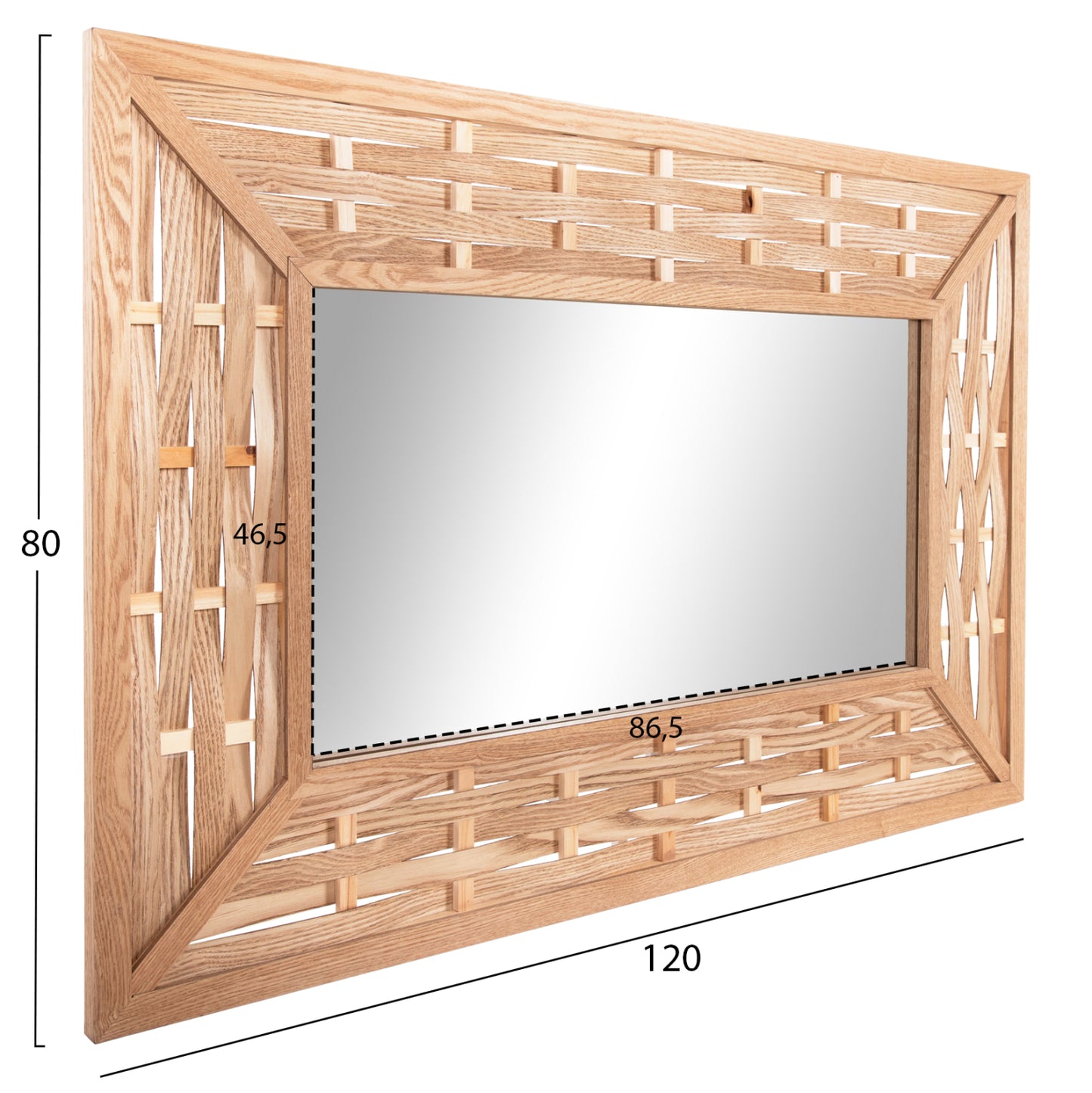 BAMBOO RECTANGULAR WALL MIRROR IN OAK COLOR 120x2,5x80