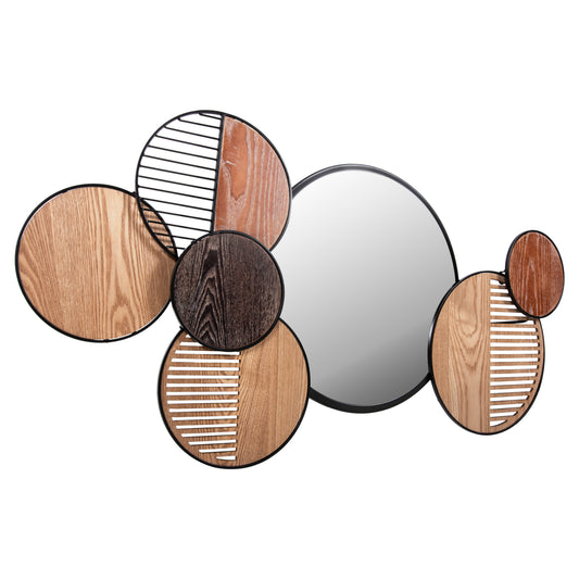 WALL MIRROR ROUND DAVION MDF BLACK METAL 123x5x63