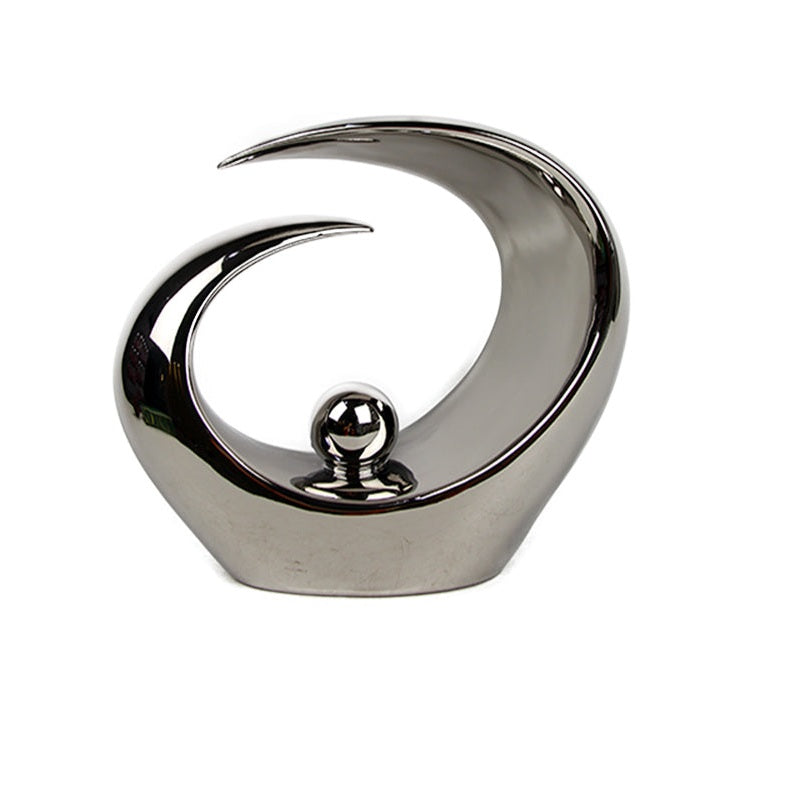 Ασημί Διακοσμητικό Κεραμικό με Καμπυλωτό Τελείωμα 28εκ