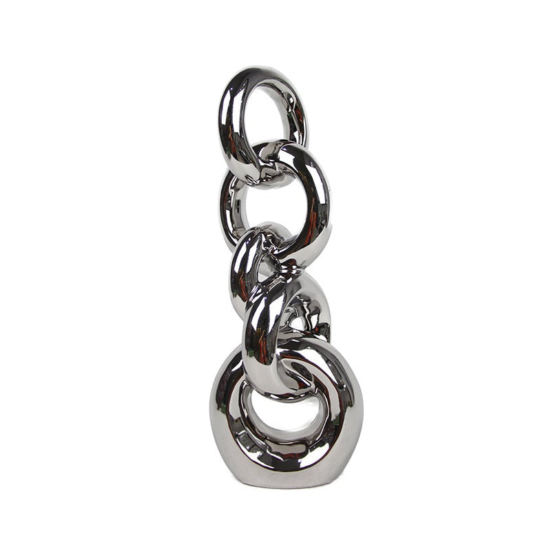 Κεραμικό Διακοσμητικό Κρίκοι Ασημί 43εκ