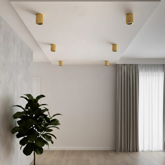 AKIRA KLV-101-0027 Κινούμενο Φωτιστικό Downlight Σποτ για Λάμπα MR16 με Ντουί GU10 AC 220-240V IP20 - Χρυσό Βούρτσας - Μ8 x Π8 x Υ10