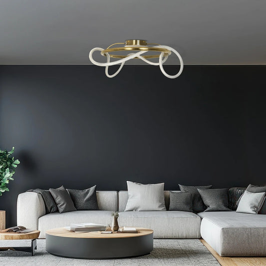 GLOW KLV-101-0149 Φωτιστικό Οροφής LED 34W 3400lm 360° AC 220-240V IP20 Ρυθμιζόμενο Λευκό CCT με Χειριστήριο από 2700K έως 6000K Dimmable - Lumileds SMD Chip - Χρυσό Πλατίνα - Μ60 x Π60 x Υ30