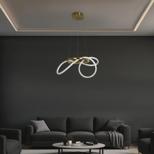 GLOW KLV-101-0161 Κρεμαστό Φωτιστικό Οροφής LED 30W 3000lm 360° AC 220-240V IP20 Ρυθμιζόμενο Λευκό CCT με Χειριστήριο από 2700K έως 6000K Dimmable - Lumileds SMD Chip - Χρυσό Πλατίνα - Μ40 x Π40 x Υ30