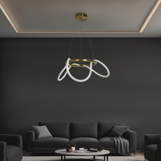 GLOW KLV-101-0162 Κρεμαστό Φωτιστικό Οροφής LED 36W 3600lm 360° AC 220-240V IP20 Ρυθμιζόμενο Λευκό CCT με Χειριστήριο από 2700K έως 6000K Dimmable - Lumileds SMD Chip - Χρυσό Πλατίνα - Μ70 x Π70 x Υ40