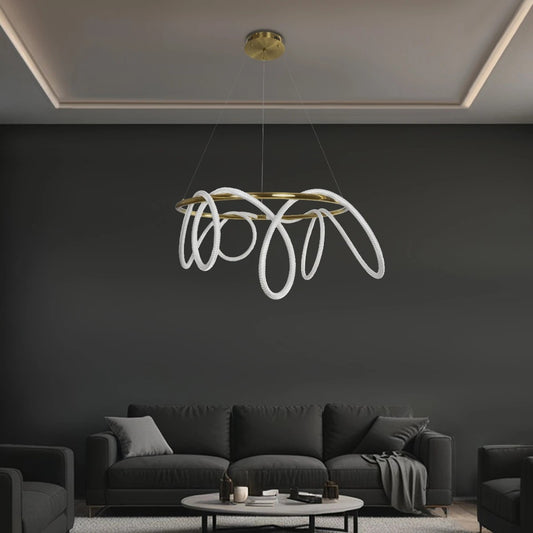 GLOW KLV-101-0164 Κρεμαστό Φωτιστικό Οροφής LED 69W 6900lm 360° AC 220-240V IP20 Ρυθμιζόμενο Λευκό CCT με Χειριστήριο από 2700K έως 6000K Dimmable - Lumileds SMD Chip - Χρυσό Πλατίνα - Μ100 x Π100 x Υ40