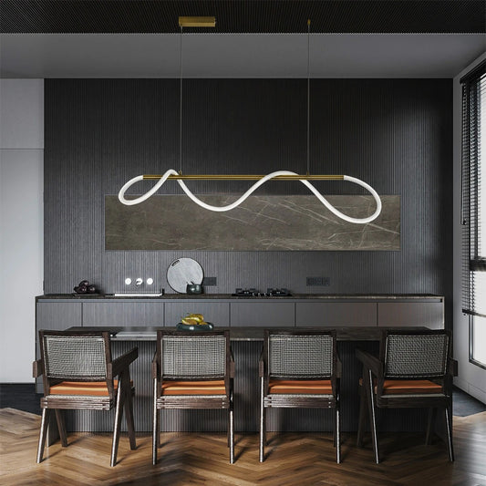 GLOW KLV-101-0166 Κρεμαστό Φωτιστικό Οροφής LED 34W 3400lm 360° AC 220-240V IP20 Ρυθμιζόμενο Λευκό CCT με Χειριστήριο από 2700K έως 6000K Dimmable - Lumileds SMD Chip - Χρυσό Πλατίνα - Μ140 x Π40 x Υ30