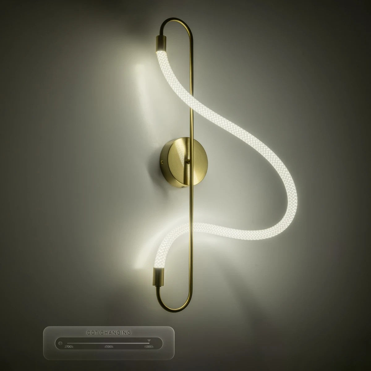 GLOW KLV-101-0169 Φωτιστικό Τοίχου / Απλίκα LED 18W 1800lm 360° AC 220-240V IP20 Ρυθμιζόμενο Λευκό CCT με On/Off 2700K/4500K/6000K - Lumileds SMD Chip - Χρυσό Πλατίνα - Μ30 x Π15 x Υ70