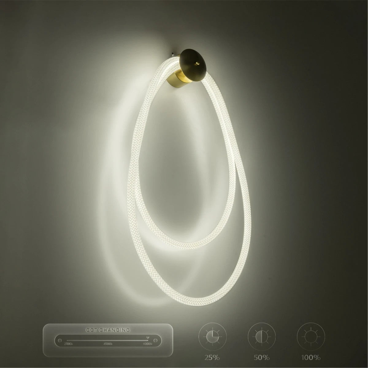 GLOW KLV-101-0170 Φωτιστικό Τοίχου / Απλίκα LED 45W 4500lm 360° AC 220-240V IP20 Ρυθμιζόμενο Λευκό CCT με Χειριστήριο από 2700K έως 6000K Dimmable - Lumileds SMD Chip - Χρυσό Πλατίνα - Μ30 x Π15 x Υ110