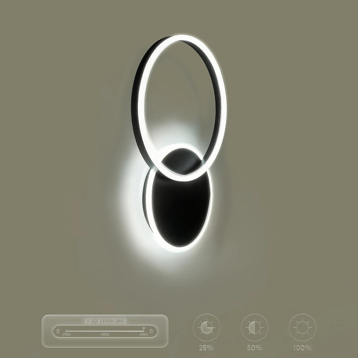 VENOM KLV-101-0181-V2 Φωτιστικό Τοίχου / Απλίκα LED 45W 4500lm 360° AC 220-240V IP20 Ρυθμιζόμενο Λευκό CCT με Χειριστήριο από 2700K έως 6000K Dimmable - Lumileds SMD Chip - Μαύρο Ματ - Μ60 x Π40 x Υ7.5