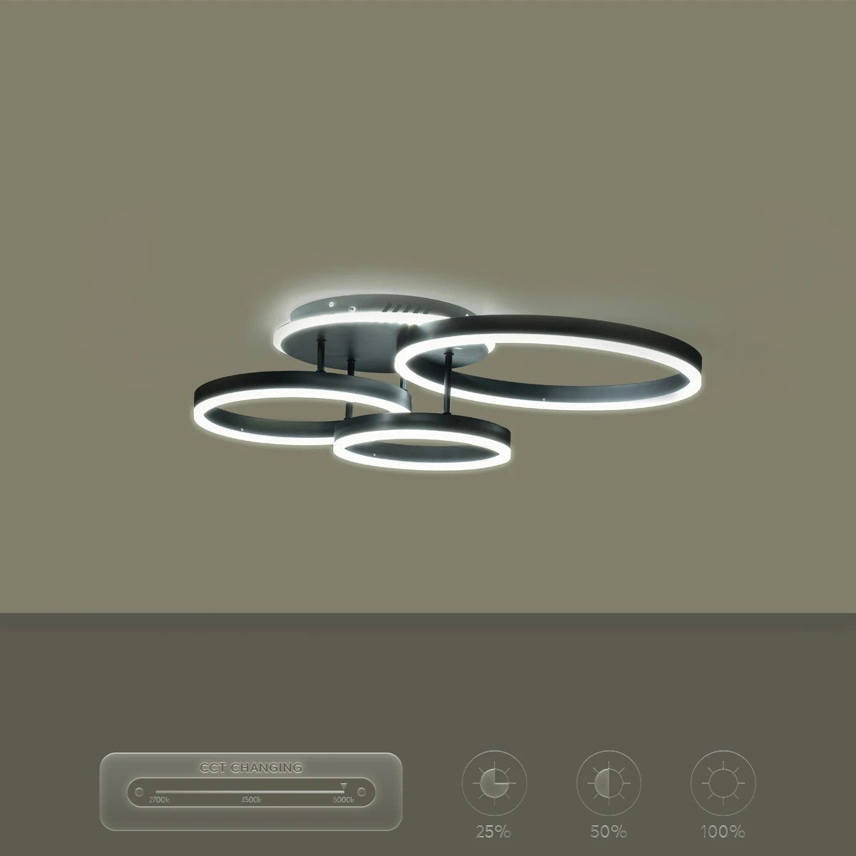 VENOM KLV-101-0184 Φωτιστικό Οροφής LED 100W 10000lm 360° AC 220-240V IP20 Ρυθμιζόμενο Λευκό CCT με Χειριστήριο από 2700K έως 6000K Dimmable - Lumileds SMD Chip - Μαύρο Ματ - Μ70 x Π40 x Υ16