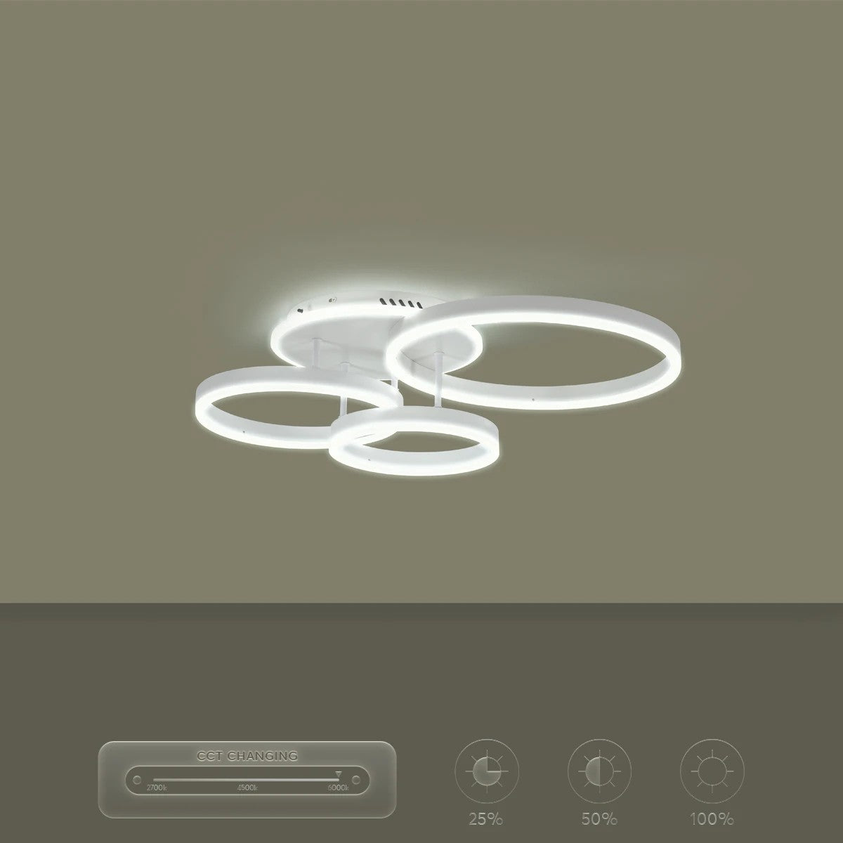 VENOM KLV-101-0185 Φωτιστικό Οροφής LED 100W 10000lm 360° AC 220-240V IP20 Ρυθμιζόμενο Λευκό CCT με Χειριστήριο από 2700K έως 6000K Dimmable - Lumileds SMD Chip - Λευκό Ματ - Μ70 x Π40 x Υ16