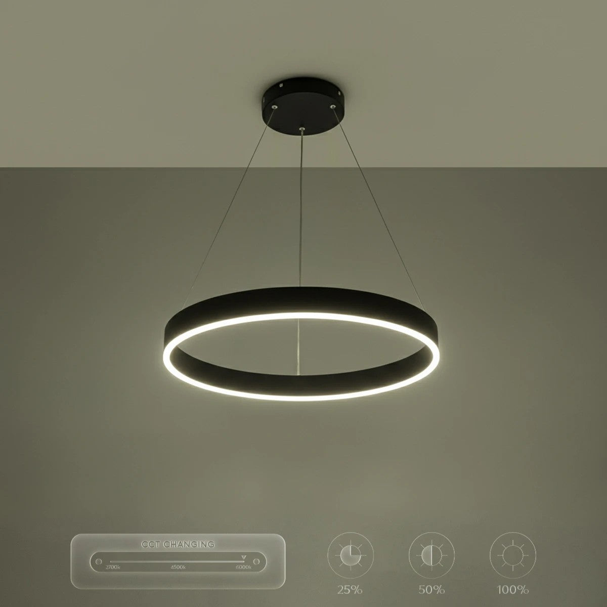 VENOM KLV-101-0187 Κρεμαστό Φωτιστικό Οροφής LED 45W 4500lm 120° AC 220-240V IP20 Ρυθμιζόμενο Λευκό CCT με Χειριστήριο από 2700K έως 6000K Dimmable - Lumileds SMD Chip - Μαύρο Ματ - Μ60 x Π60 x Υ6.5