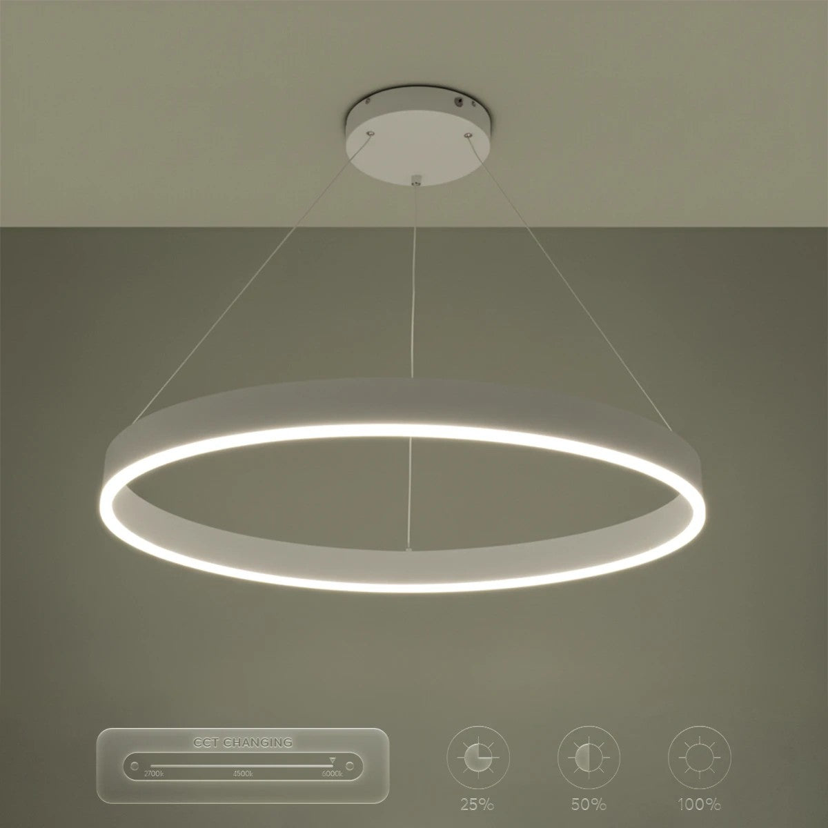 VENOM KLV-101-0191 Κρεμαστό Φωτιστικό Οροφής LED 67W 6700lm 120° AC 220-240V IP20 Ρυθμιζόμενο Λευκό CCT με Χειριστήριο από 2700K έως 6000K Dimmable - Lumileds SMD Chip - Λευκό Ματ - Μ80 x Π80 x Υ6.5