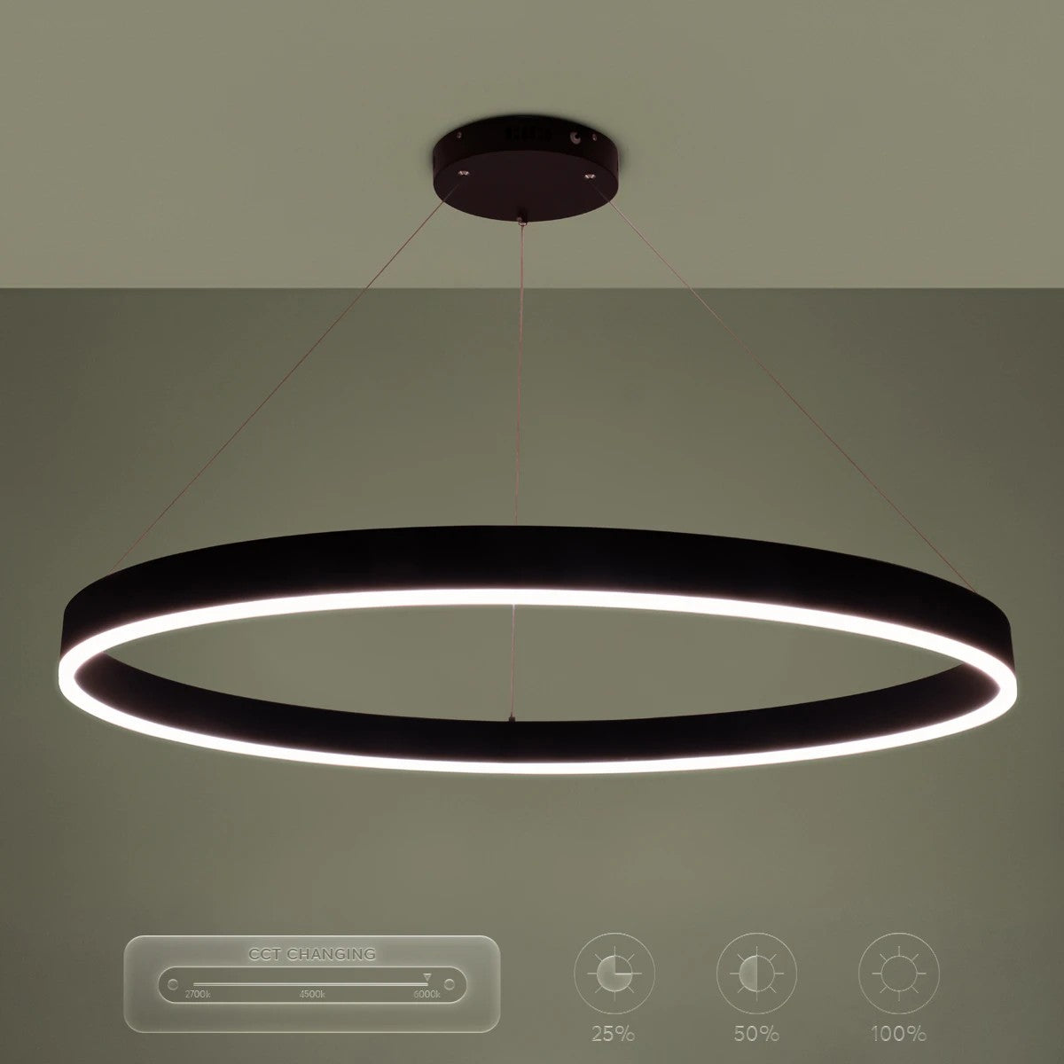 VENOM KLV-101-0193 Κρεμαστό Φωτιστικό Οροφής LED 75W 7500lm 120° AC 220-240V IP20 Ρυθμιζόμενο Λευκό CCT με Χειριστήριο από 2700K έως 6000K Dimmable - Lumileds SMD Chip - Μαύρο Ματ - Μ100 x Π100 x Υ6.5