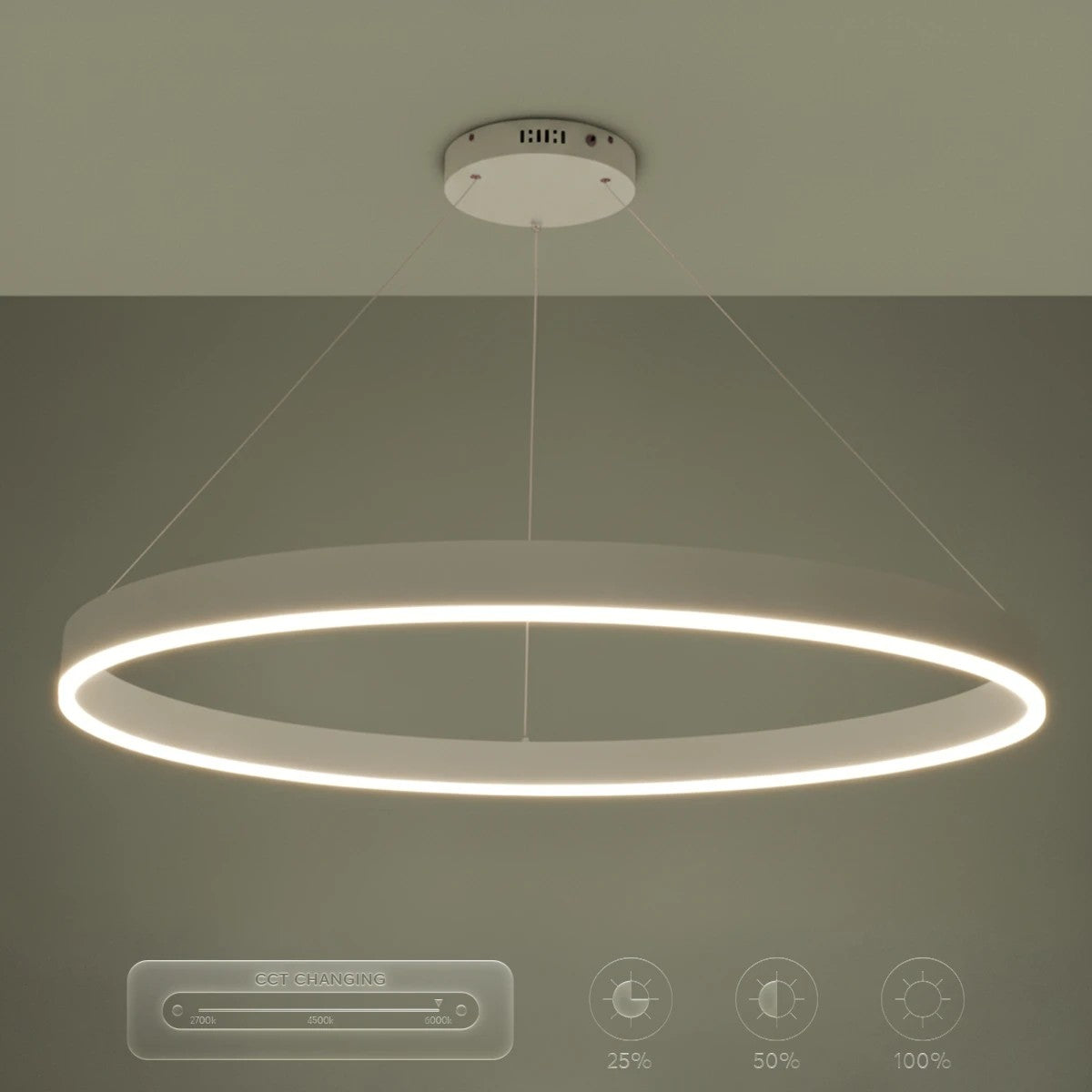 VENOM KLV-101-0194 Κρεμαστό Φωτιστικό Οροφής LED 75W 7500lm 120° AC 220-240V IP20 Ρυθμιζόμενο Λευκό CCT με Χειριστήριο από 2700K έως 6000K Dimmable - Lumileds SMD Chip - Λευκό Ματ - Μ100 x Π100 x Υ6.5