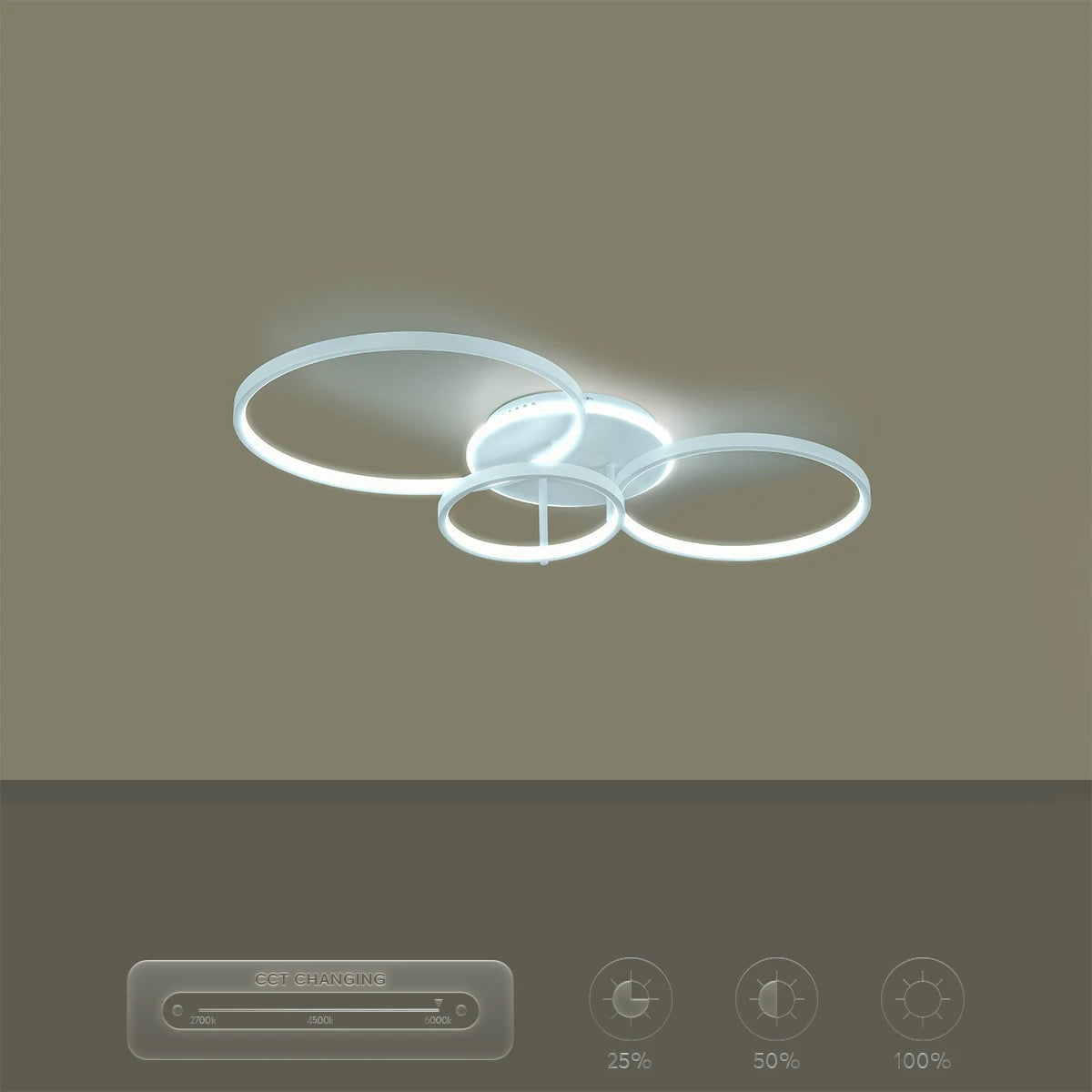 NEMESIS KLV-101-0206 Φωτιστικό Οροφής LED 98W 9800lm 360° AC 220-240V IP20 Ρυθμιζόμενο Λευκό CCT με Χειριστήριο από 2700K έως 6000K Dimmable - Lumileds SMD Chip - Λευκό Ματ - Μ89 x Π60 x Υ19