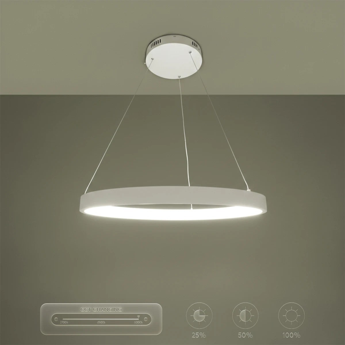 NEMESIS KLV-101-0209 Κρεμαστό Φωτιστικό Οροφής LED 45W 4500lm 180° AC 220-240V IP20 Ρυθμιζόμενο Λευκό CCT με Χειριστήριο από 2700K έως 6000K Dimmable - Lumileds SMD Chip - Λευκό Ματ - Μ60 x Π60 x Υ4