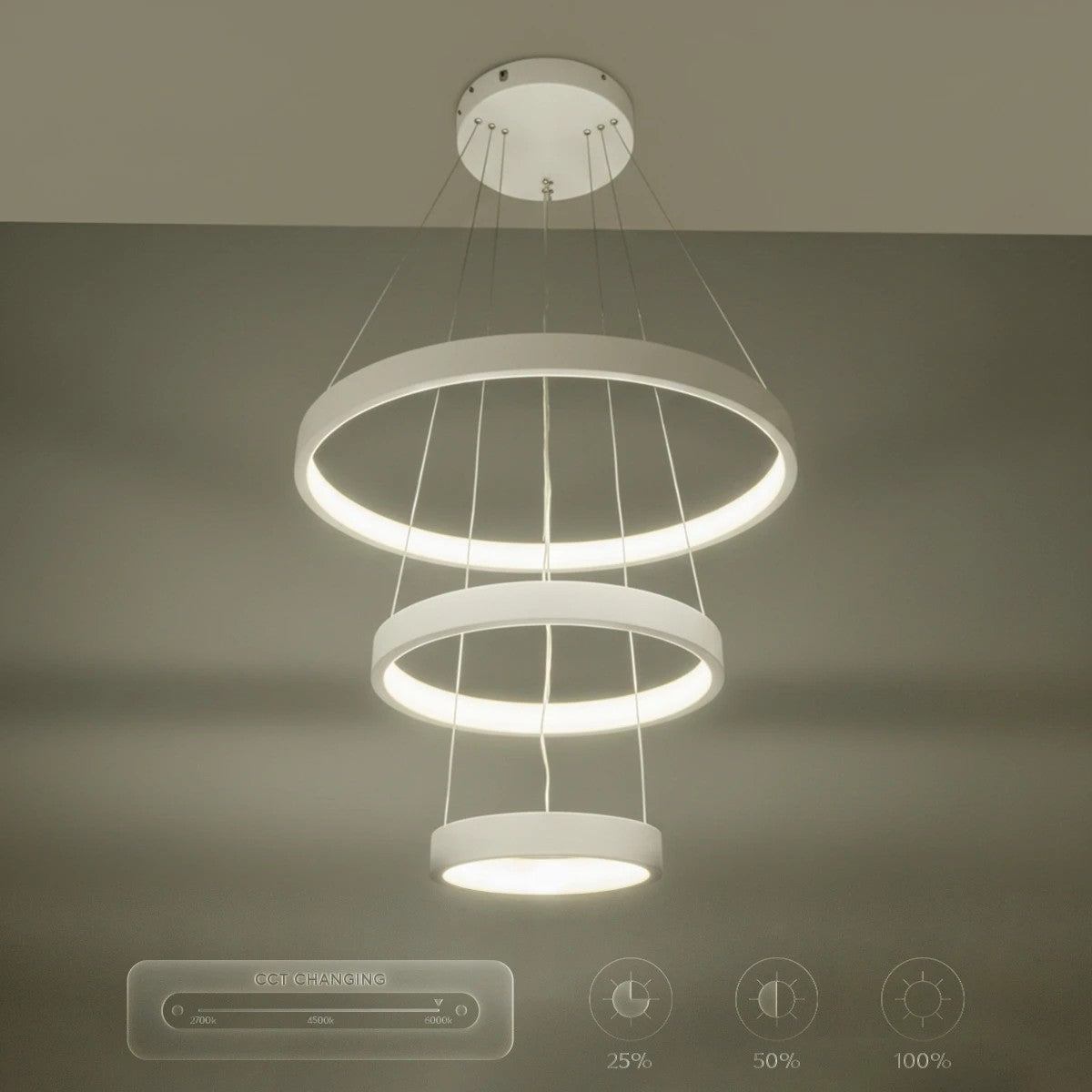 NEMESIS KLV-101-0218 Κρεμαστό Φωτιστικό Οροφής LED 100W 10000lm 180° AC 220-240V IP20 Ρυθμιζόμενο Λευκό CCT με Χειριστήριο από 2700K έως 6000K Dimmable - Lumileds SMD Chip - Λευκό Ματ - Μ60 x Π60 x Υ60