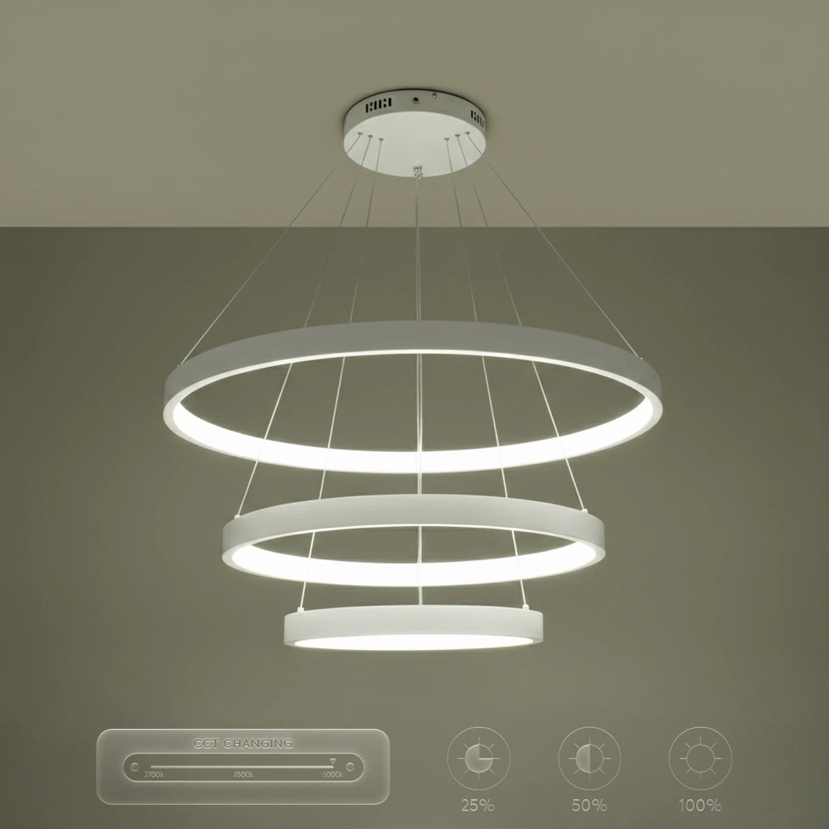 NEMESIS KLV-101-0221 Κρεμαστό Φωτιστικό Οροφής LED 120W 12000lm 180° AC 220-240V IP20 Ρυθμιζόμενο Λευκό CCT με Χειριστήριο από 2700K έως 6000K Dimmable - Lumileds SMD Chip - Λευκό Ματ - Μ80 x Π80 x Υ80