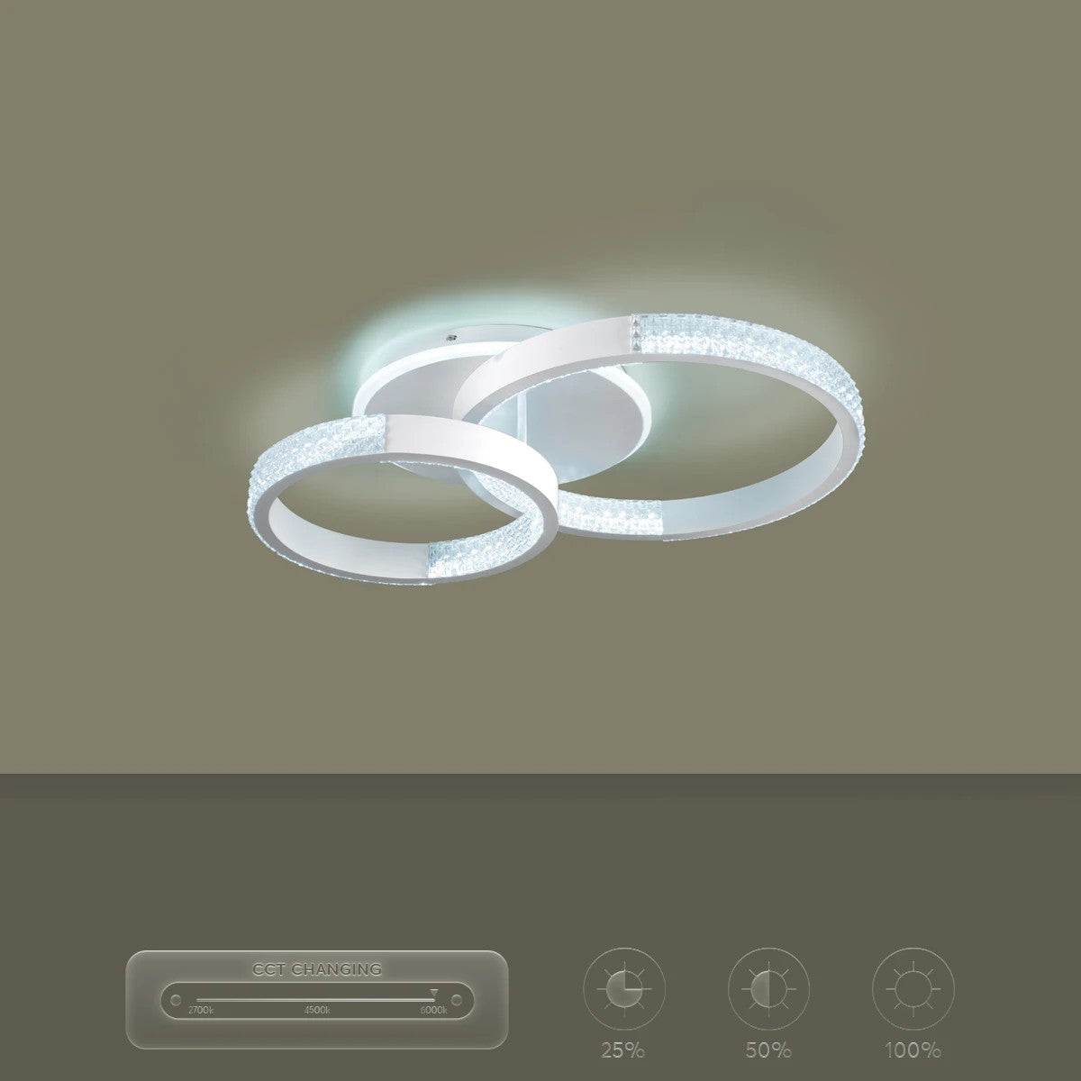 DIAMOND KLV-101-0224 Φωτιστικό Οροφής LED 67W 6700lm 360° AC 220-240V IP20 Ρυθμιζόμενο Λευκό CCT με Χειριστήριο από 2700K έως 6000K Dimmable - Lumileds SMD Chip - Λευκό Ματ - Μ60 x Π40 x Υ14