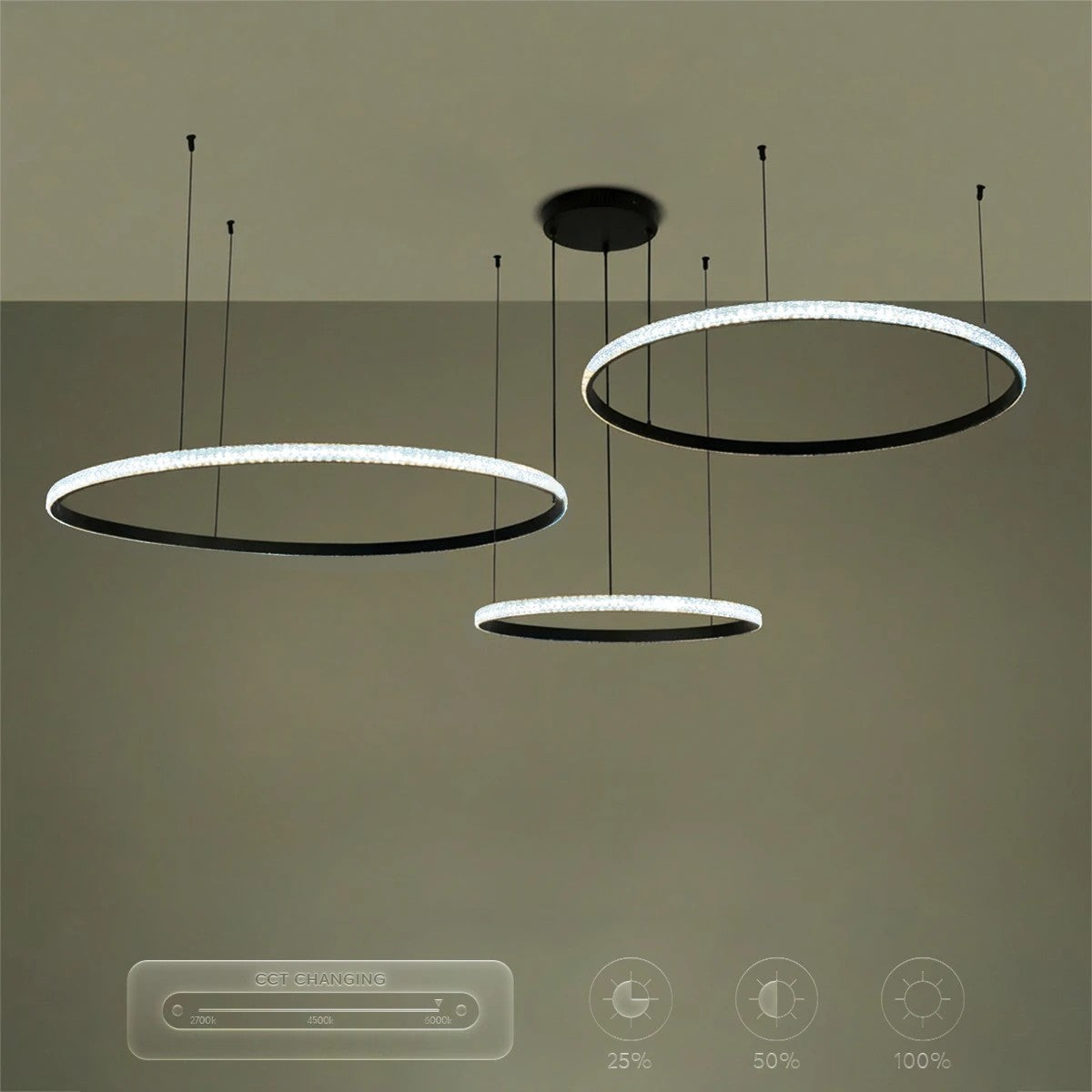 DIAMOND KLV-101-0245 Κρεμαστό Φωτιστικό Οροφής LED 150W 15000lm 180° AC 220-240V IP20 Ρυθμιζόμενο Λευκό CCT με Χειριστήριο από 2700K έως 6000K Dimmable - Lumileds SMD Chip - Μαύρο Ματ - Μ170 x Π170 x Υ60