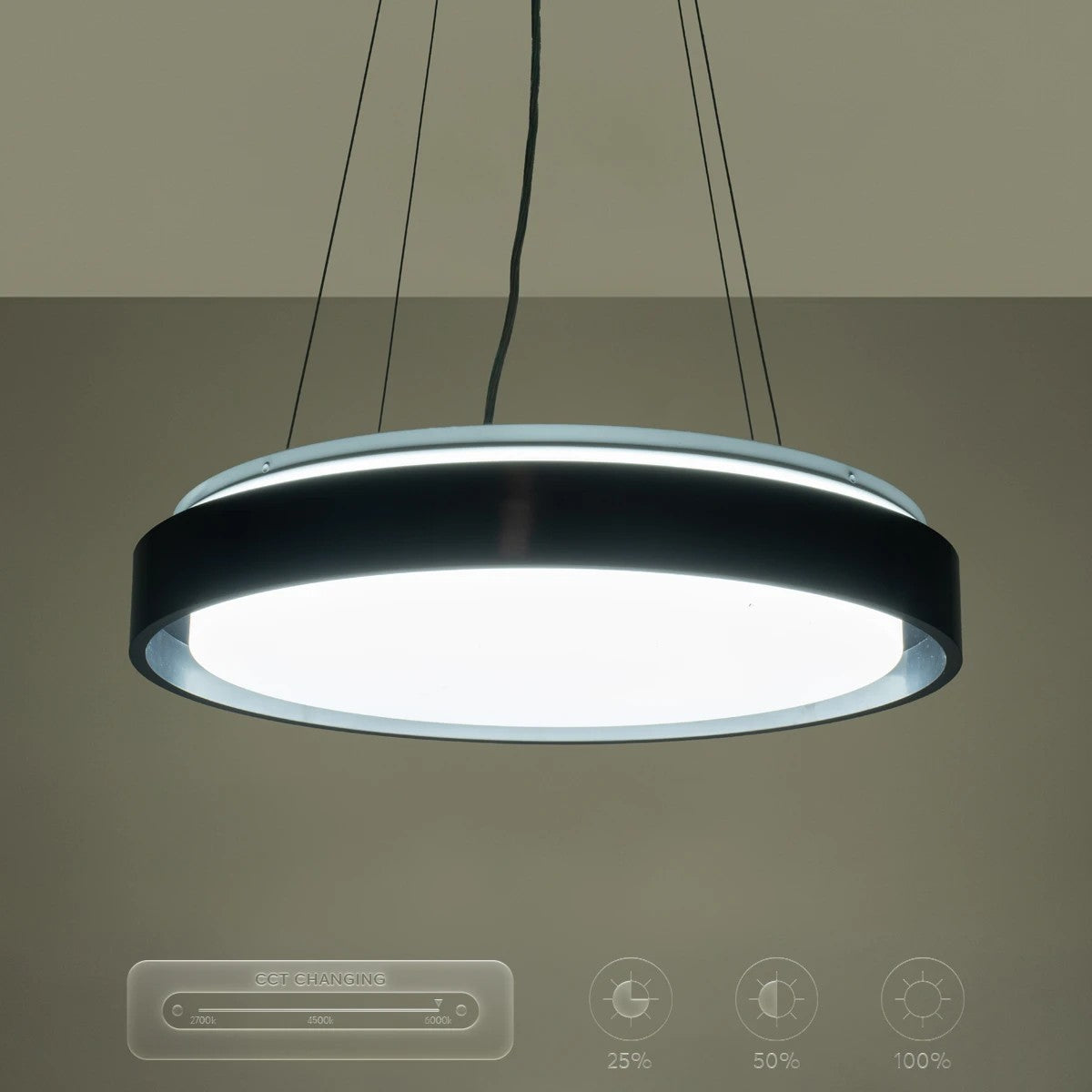 BARCHETTA KLV-101-0265 Κρεμαστό Φωτιστικό Οροφής LED 72W 7200lm 120° AC 220-240V IP20 Ρυθμιζόμενο Λευκό CCT με Χειριστήριο από 2700K έως 6000K Dimmable - Lumileds SMD Chip - Μαύρο Ματ - Μ48 x Π48 x Υ8.2
